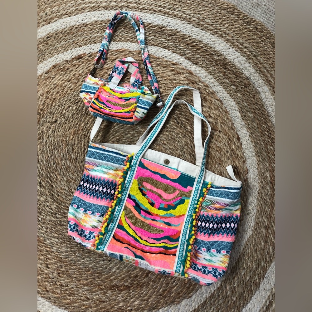 Mommy and Me Beaded Embroidered Totes